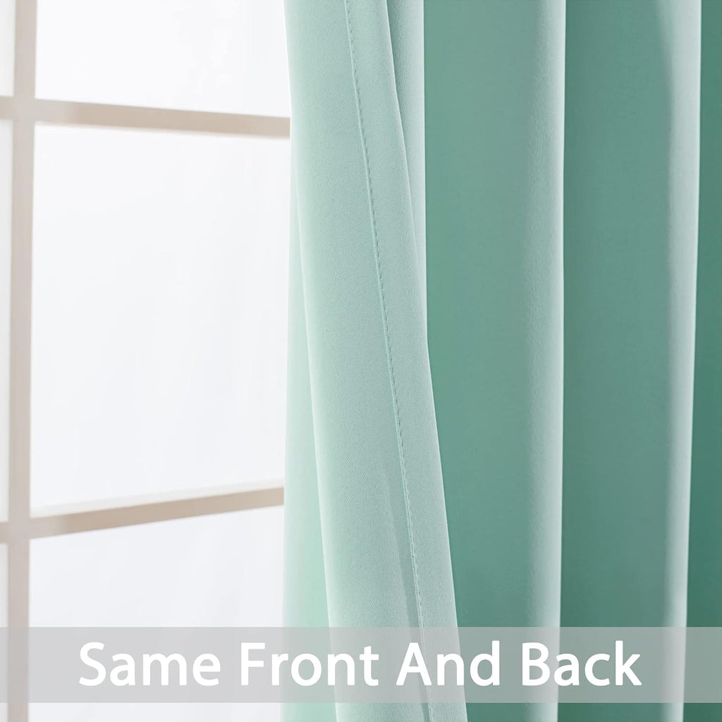 Yakamok Blackout Curtains Room Darkening Thermal Insulated Window Panels, Solid Grommet Top Drapes for Bedroom/Living Room(42Wx72L, Aqua…