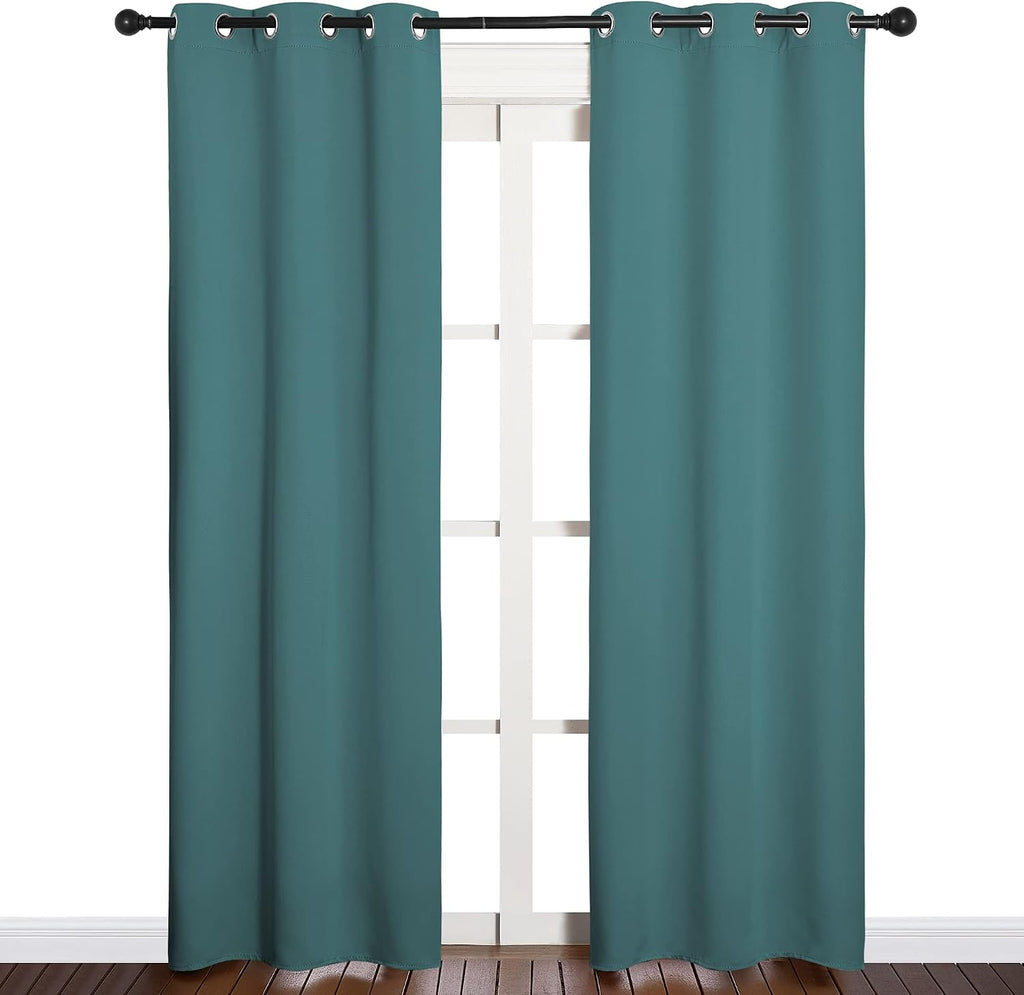 NICETOWN Window Curtain Panels, Thermal Curtains Insulated Solid Grommet Blackout Draperies/Drapes for Loft Window (Sea Teal, One Pair…