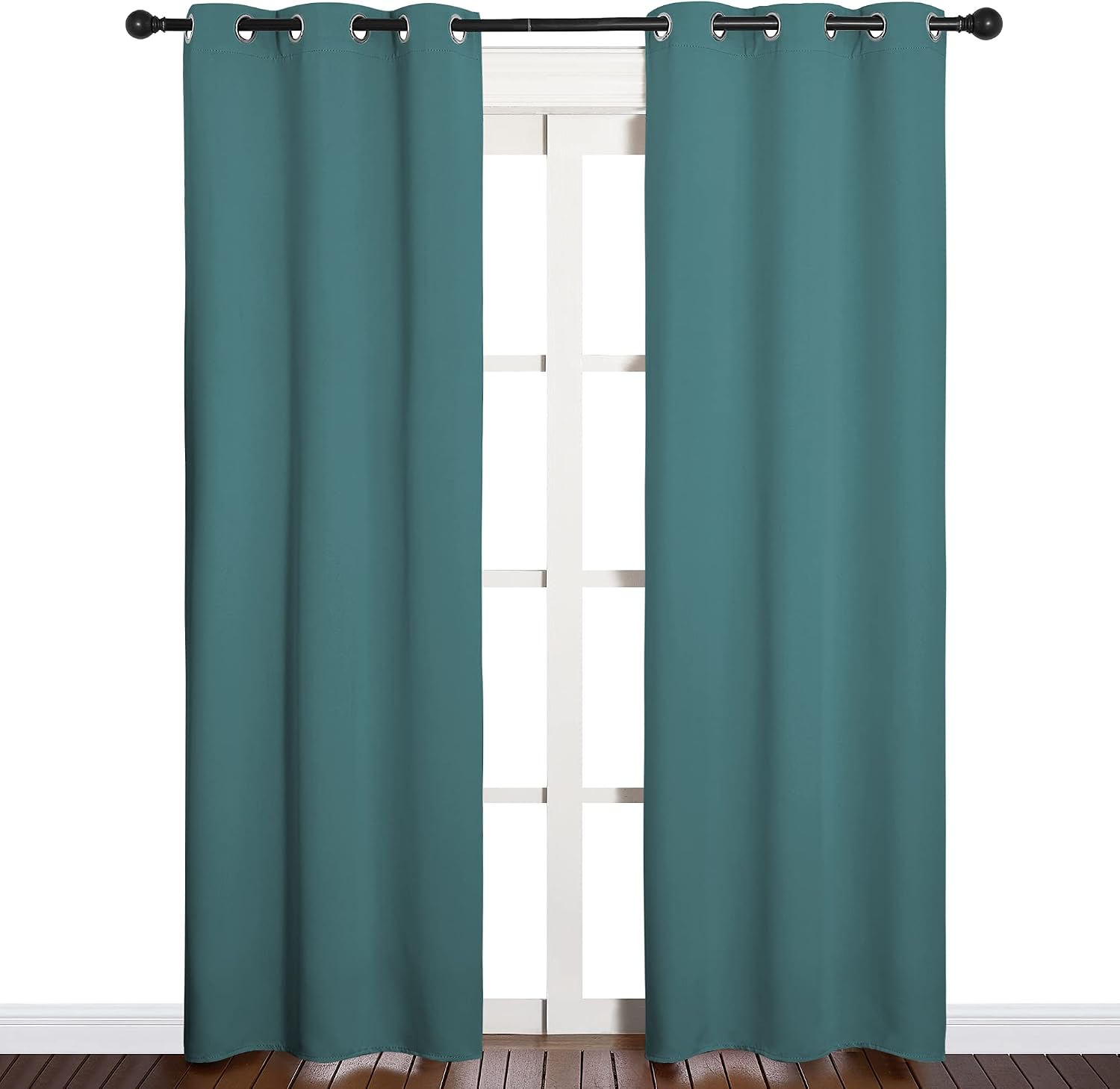 NICETOWN Window Curtain Panels, Thermal Curtains Insulated Solid Grommet Blackout Draperies/Drapes for Loft Window (Sea Teal, One Pair…