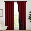 Nicetown 100% Blackout Curtains with Black Liner Backing, Thermal Insulated Panels for Living Room, Noise Reducing Drapes, Burgundy Red, 52…