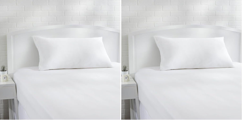Amazon Basics King Pillow Pillowcases with Zipper, 100% Cotton Hypoallergenic, Pillow Protector, White (37 x 21 Inches), Pillows Not…