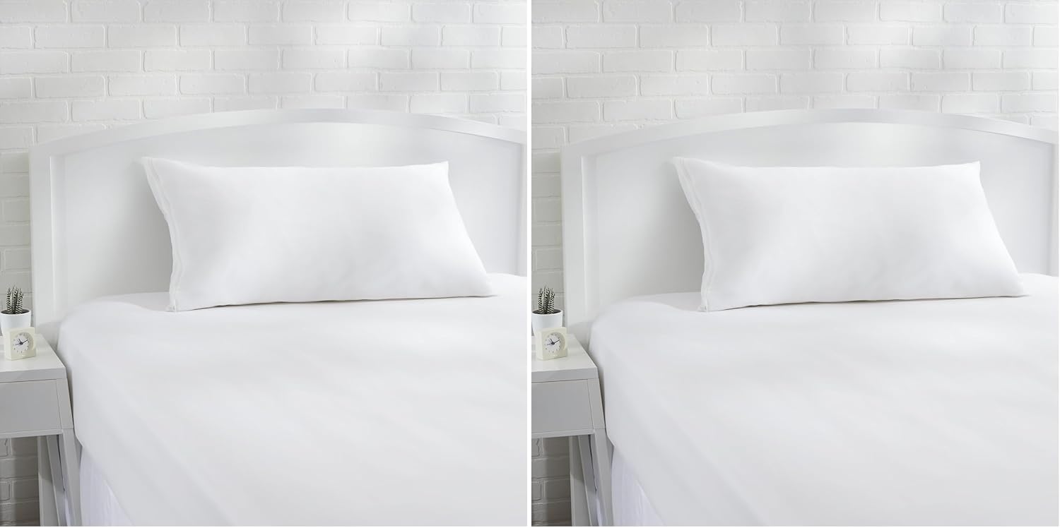 Amazon Basics King Pillow Pillowcases with Zipper, 100% Cotton Hypoallergenic, Pillow Protector, White (37 x 21 Inches), Pillows Not…