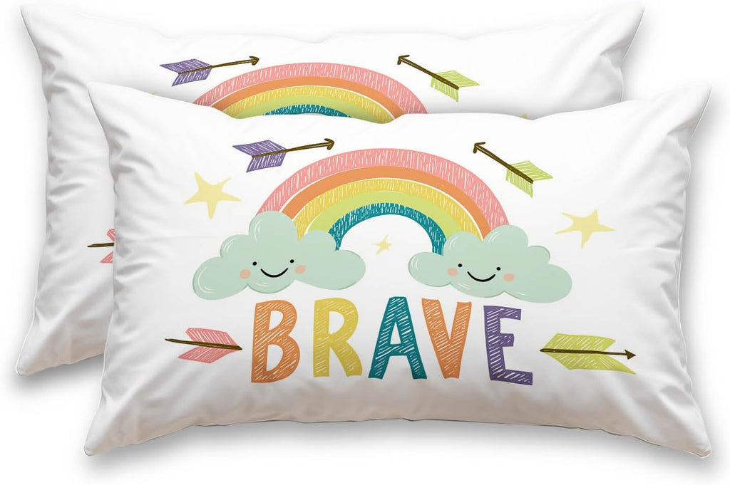 HOMETITUTE Pillow Covers Decorative Pack of 2 Satin 12x20 Inch Rainbow Cloud Art Lumbar Throw Pillow Cases for Sofa Couch Living Room…