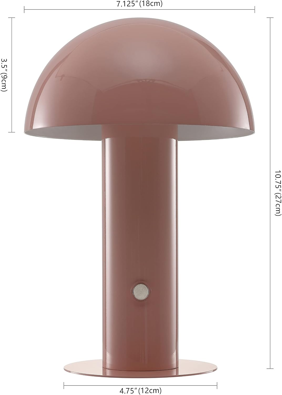 JONATHAN Y 10.75" Pink Rechargeable LED Mushroom Table Lamp, Cordless Portable Bedside Lamp for Living Room Bedroom, 3-Way Dimmable…