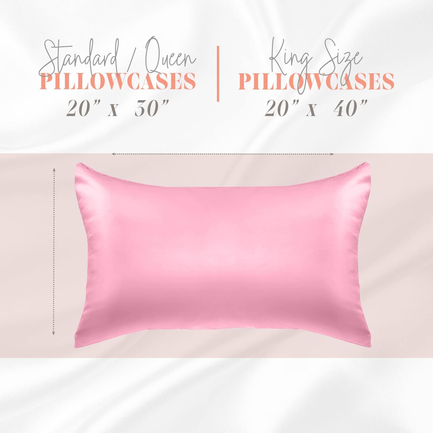 Elegantcomfort Elegant Comfort Silky and Luxurious 2-Piece Satin Pillowcase Set for Healthier Skin and Hair, Hidden Zipper Closure and Beau…