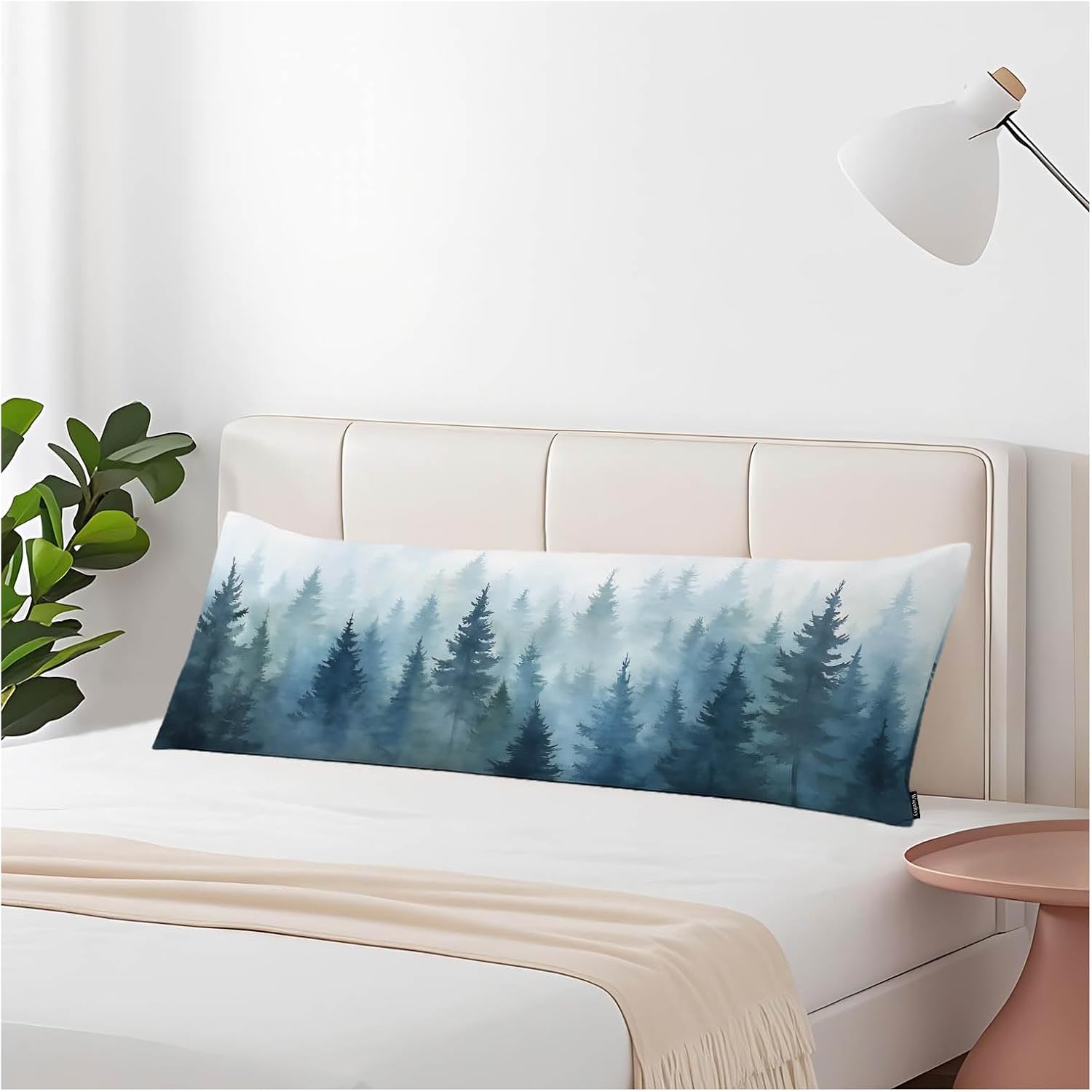 Foggy Forest Body Pillow Pillowcase, Watercolor Misty Tree Farmhouse Body Pillow Cushion Covers, 20x54 Inch Bedding Pillows Protector…