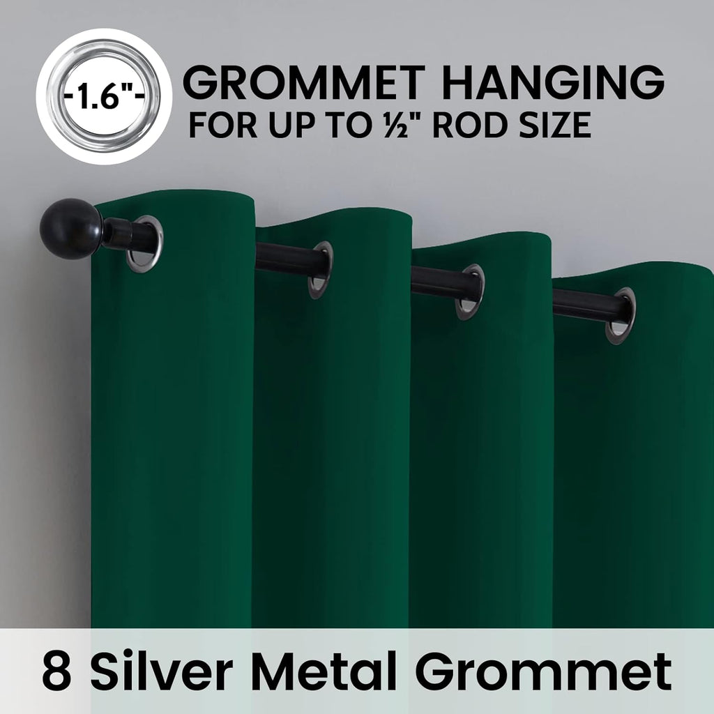 SimpleHome 100% Blackout Curtains for Bedroom, Thermal Insulated Grommet Window Drapes Room Darkening Dark Green Curtains for Living Room wi…