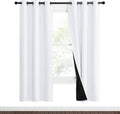 Nicetown White Blackout Curtains 70 inches Long, 2 Pieces, 37" Wide Each Panel, Full Light Blocking Drapes with Black Liner for Nursery, No…