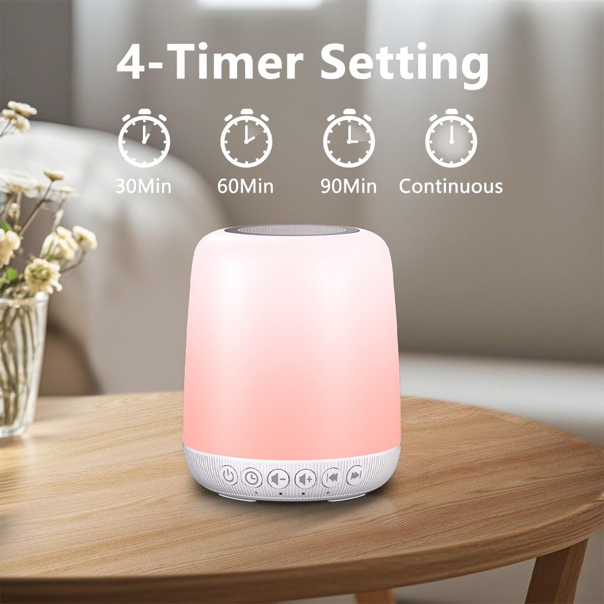 White Noise Sound Machine for Sleep Portable Sound Machine with 30 Soothing Sounds 12 Night Light Colors 4 Timer Sleep Machine for Baby…