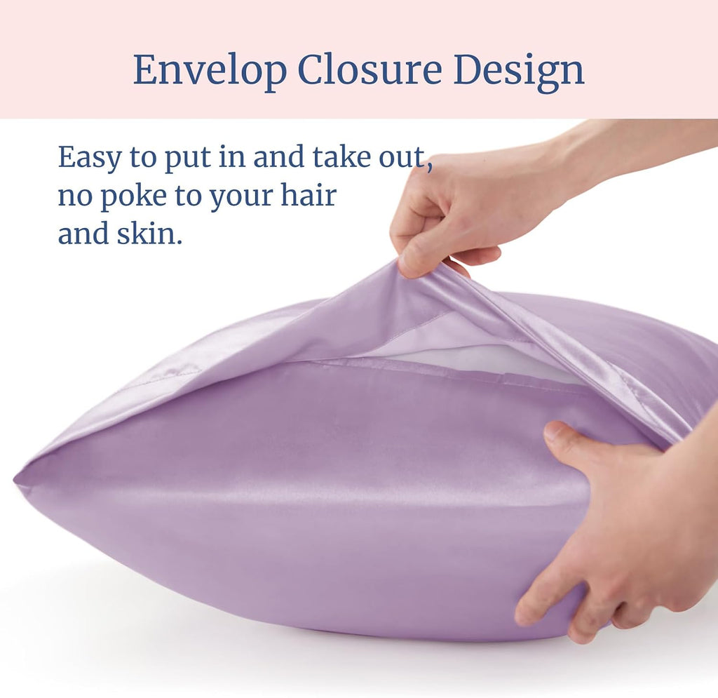 Bedelite Satin Pillowcase for Hair and Skin, Super Soft and Cooling Similar to Silk Pillow Cases 2 Pack with Envelope Closure, Gift for Wom…