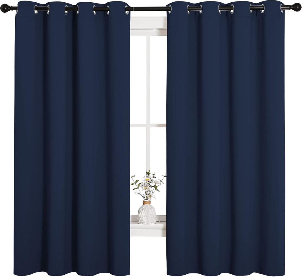 NICETOWN Blackout Draperies Curtains, All Season Thermal Insulated Solid Grommet Top Blackout Curtains/Drapes for Kid's Room (Navy, 1…