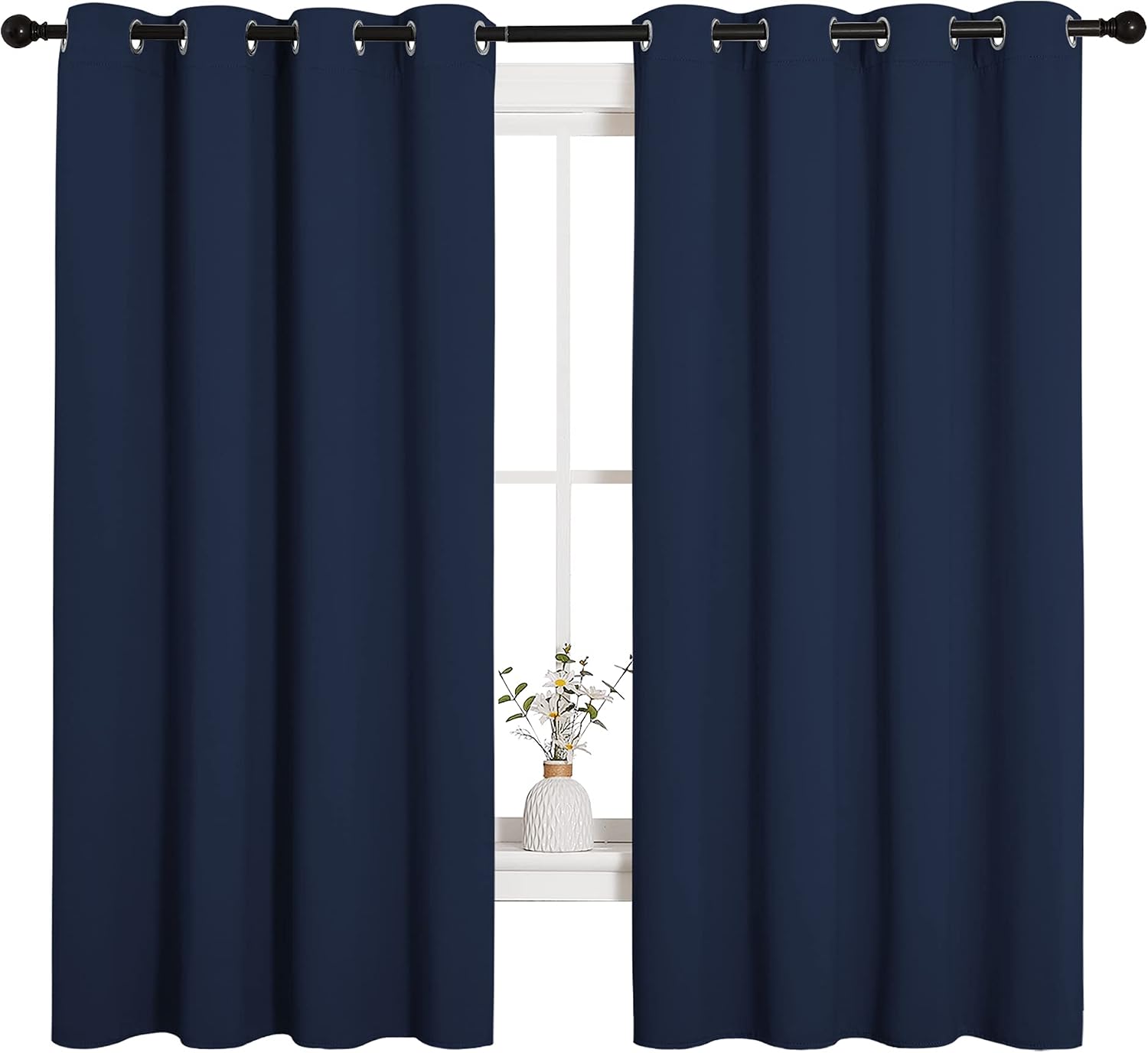 NICETOWN Blackout Draperies Curtains, All Season Thermal Insulated Solid Grommet Top Blackout Curtains/Drapes for Kid's Room (Navy, 1…