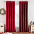 MIULEE Christmas Red Velvet Curtains Thermal Insulated Blackout Curtain Drapes for Bedroom Living Room Darkening 72 Inches Long Curtains…