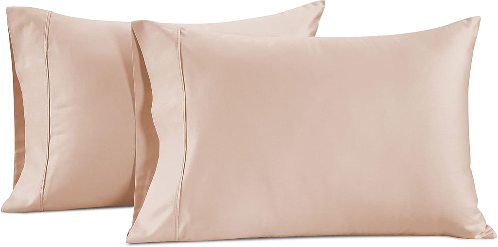 LaneLinen LANE LINEN Pillow Case Covers King Set of 2 100% Egyptian Cotton Sateen Soft Cool & Smooth Cases - Sepia Rose Cotton