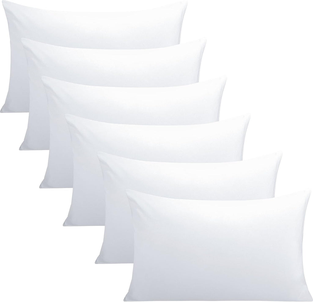 FLXXIE 6 Pack Microfiber Queen Pillowcases, Ultra Soft and Wrinkle, Fade Resistant Pillow Cases with Envelope Closure, 20x30 Inches, White