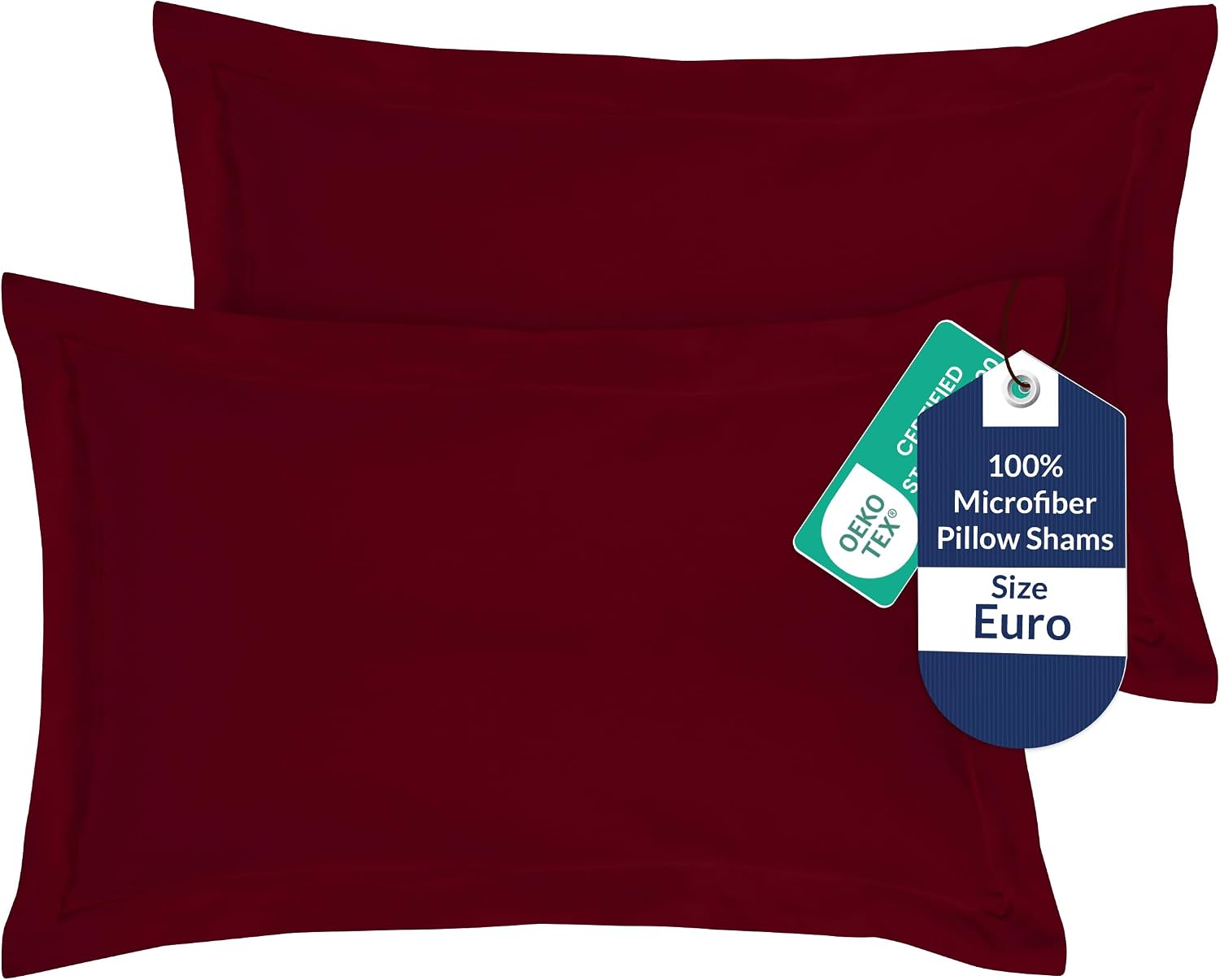 Royalelinens Royale Linens Pillow Shams 2 Pack Euro Size 26x26 Inch - Brushed 1800 Microfiber - Bed Pillow Shams, Wrinkle Resistant Super S…