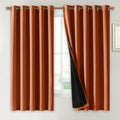 Nicetown Burnt Orange 100% Blackout Lined Curtains, 2 Thick Layers Completely Blackout Window Treatment Thermal Insulated Drapes for Kitche…
