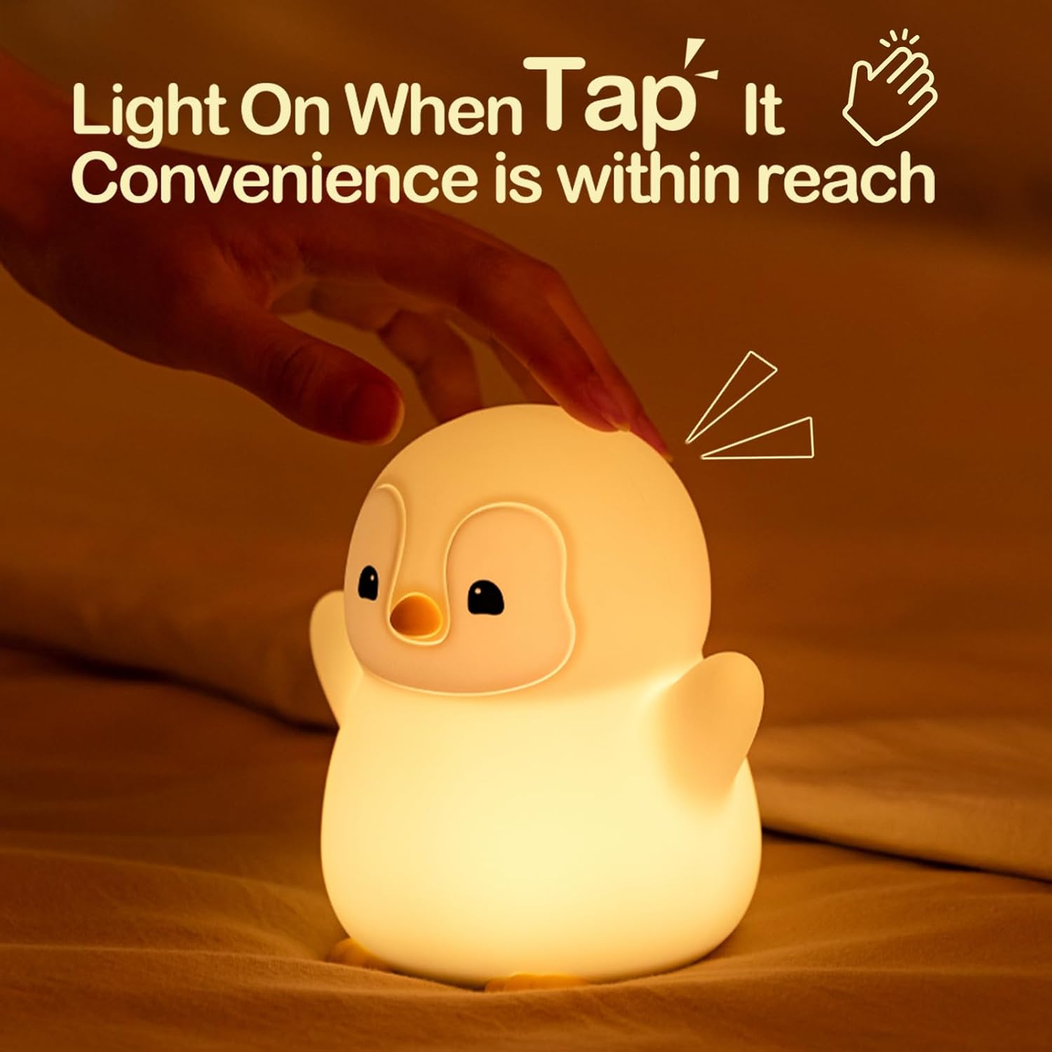 Atsuinightlight ATSUI Happy Penguin Night Light, LED Squishy Novelty Animal Lamp, Food Grade Silicone, 2 Level Dimmable, Nursery Nightlight…
