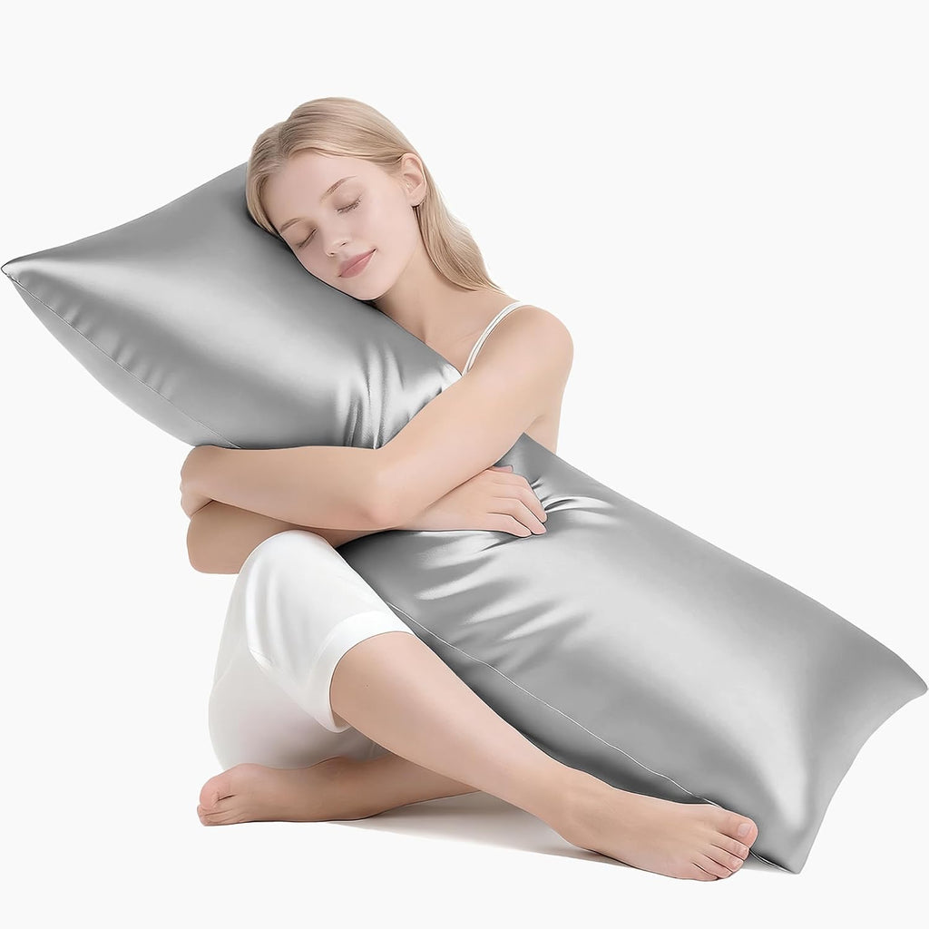 MR&HM Satin Body Pillow Cover, Soft and Breathable Body Pillow Case with Envelope Closure, Cooling and Silky Long Pillowcase for Hair and…