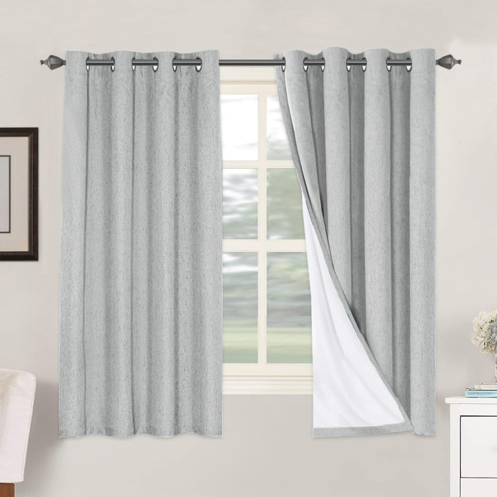 H.VERSAILTEX 100% Blackout Curtains for Bedroom Thermal Insulated Linen Textured Curtains Heat and Full Light Blocking Drapes Living Room…