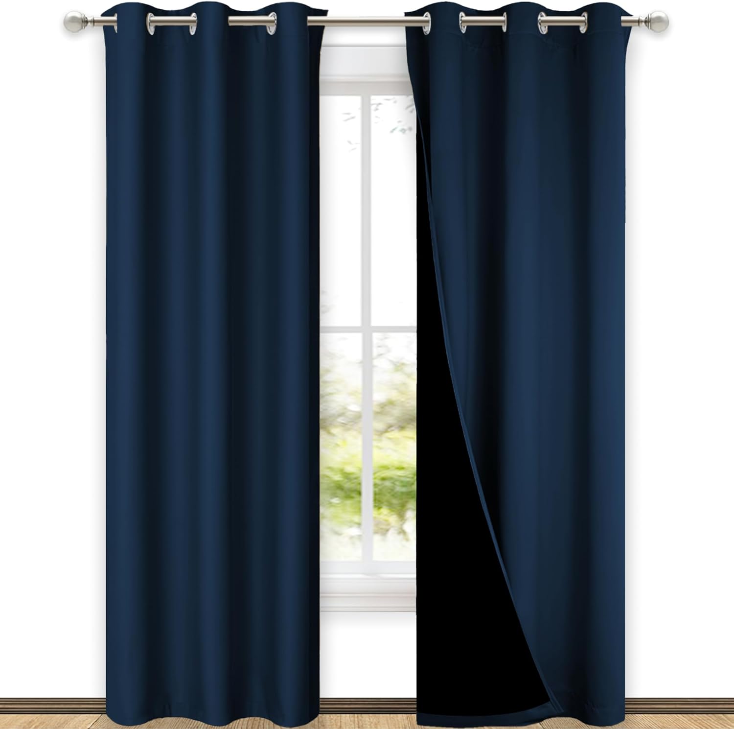 Nicetown Moroccan Blue Full Shade Curtain Panels, Pair of Thermal Insulated & Energy Efficiency Blackout Drapes for Living Room Windows, Li…