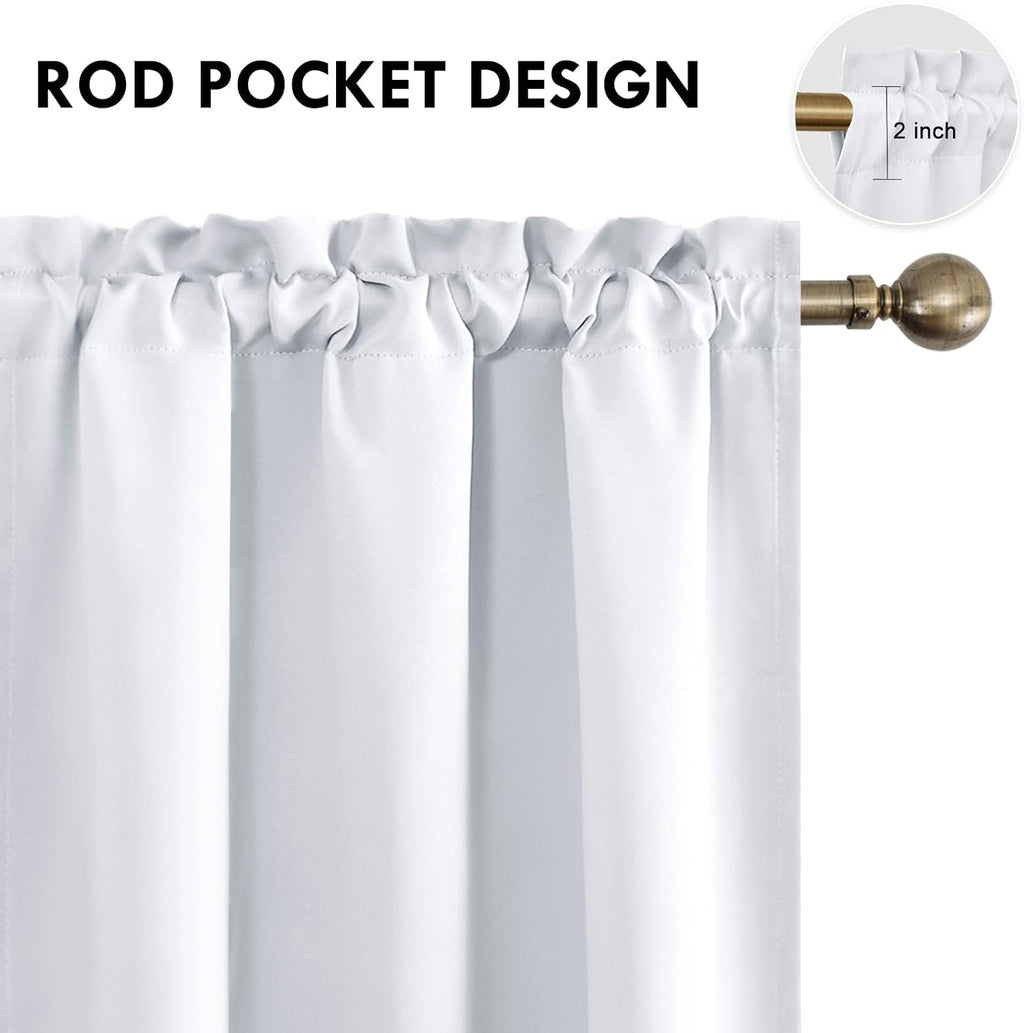 Dwcn Blackout Curtains for Bedroom – Thermal Insulated Energy Saving Drapes for Living Room, Greyish White, W 38 x L 84 Inch, Set of 2 Rod…