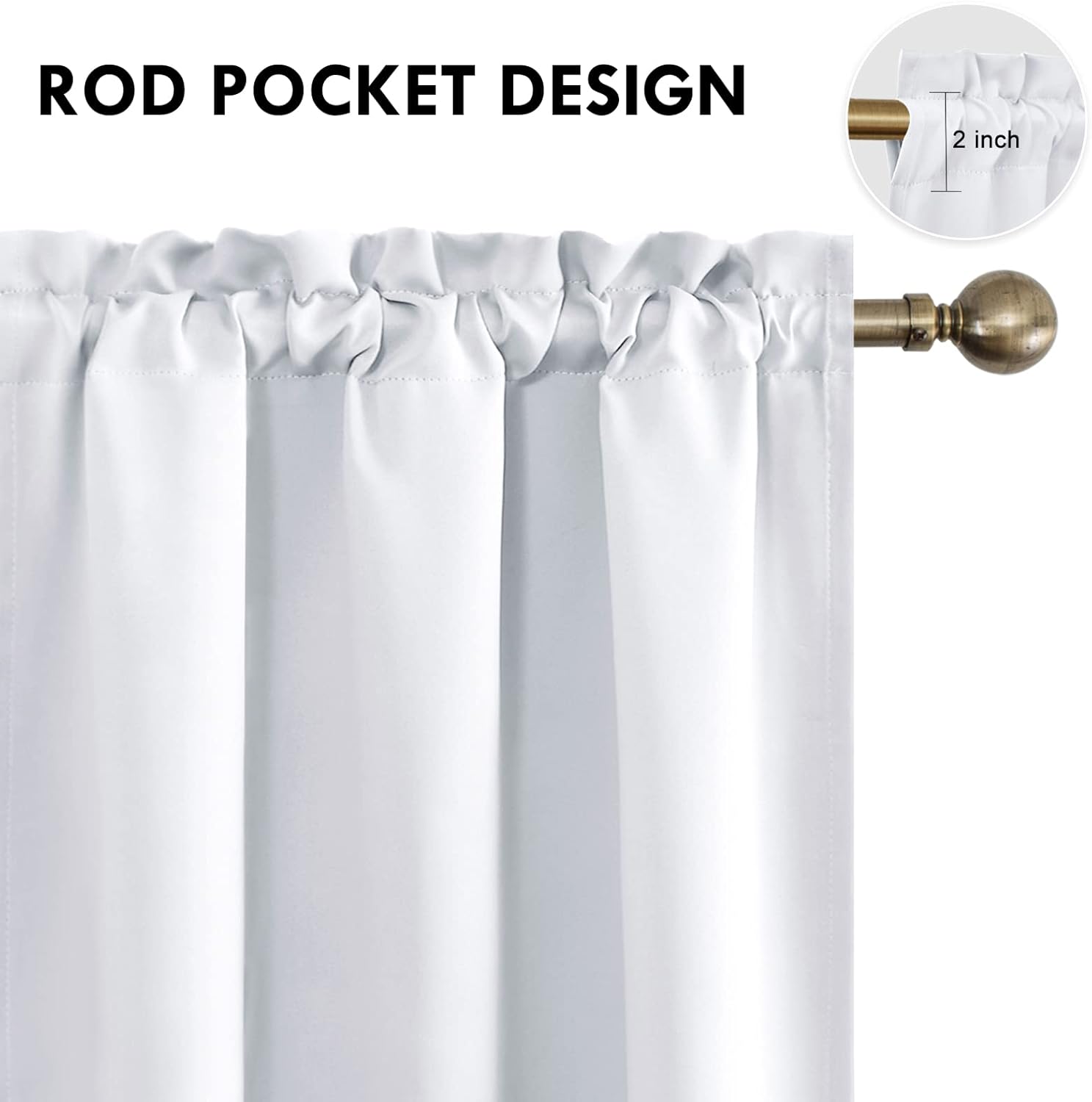 Dwcn Blackout Curtains – Thermal Insulated, Energy Saving & Noise Reducing Bedroom and Living Room Curtains, Greyish White, W 42x L 63 Inch…