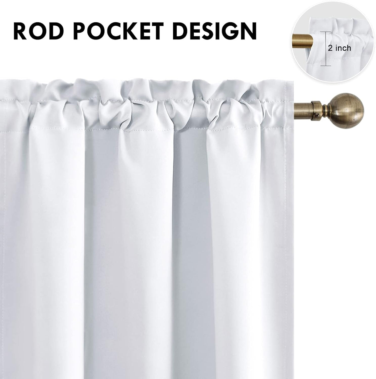 Dwcn Greyish White Blackout Curtains for Bedroom –Rod Pocket Thermal Insulated Room Darkening Drapes for Living Room, W 42 x L 54 Inch, 2 P…