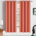 Yakamok Curtains 63 Inch Length Coral Orange Room Darkening Blackout Thermal Insulated Drapes Solid Grommet Top Window Curtain Panels for…