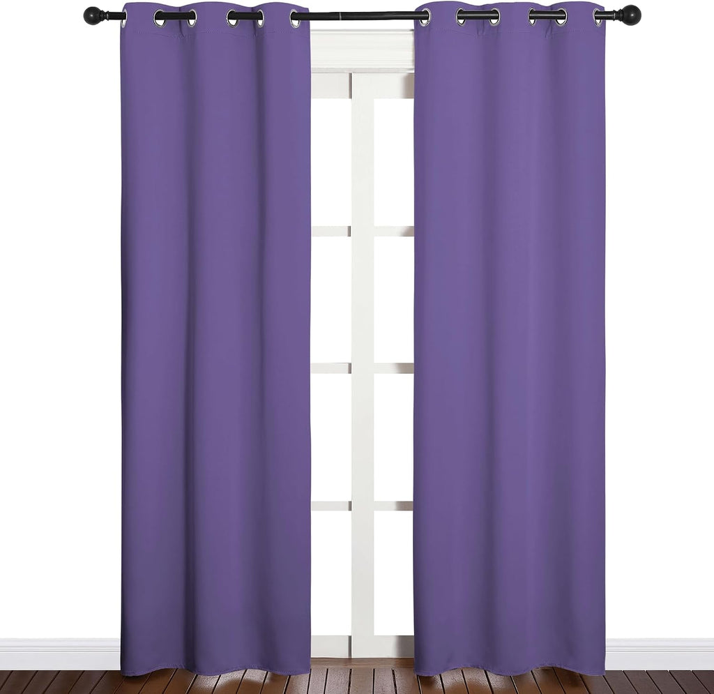 NICETOWN Window Curtain Panels, Thermal Insulated Solid Grommet Blackout Draperies/Drapes for Basement (Lilac Purple, 1 Pair, 34 by 84-inch)