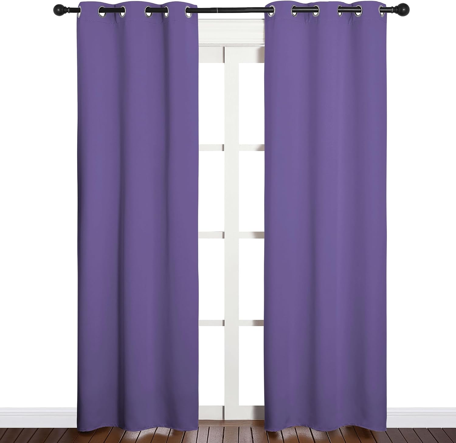 NICETOWN Window Curtain Panels, Thermal Insulated Solid Grommet Blackout Draperies/Drapes for Basement (Lilac Purple, 1 Pair, 34 by 84-inch)