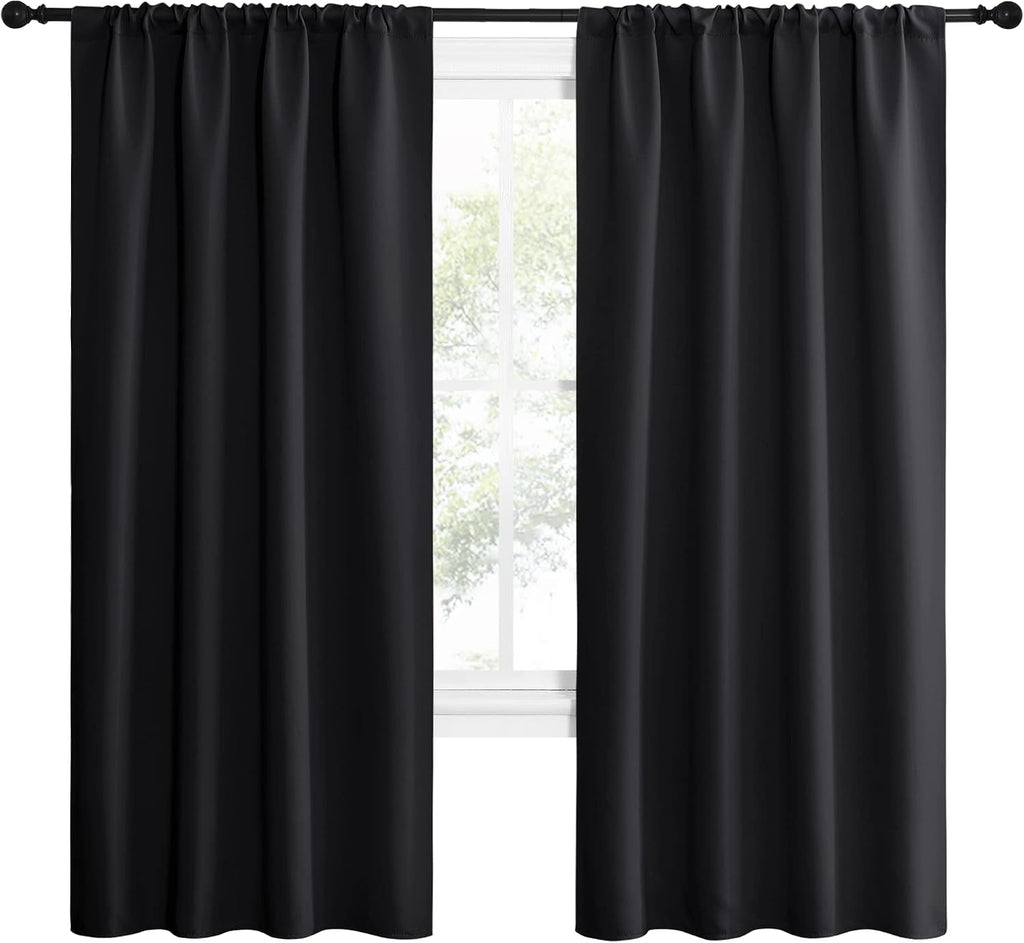 NICETOWN Living Room Blackout Shades - All Season Rod Pocket Thermal Insulated Solid Blackout Curtains/Drapes for Living Room (Set of 2…