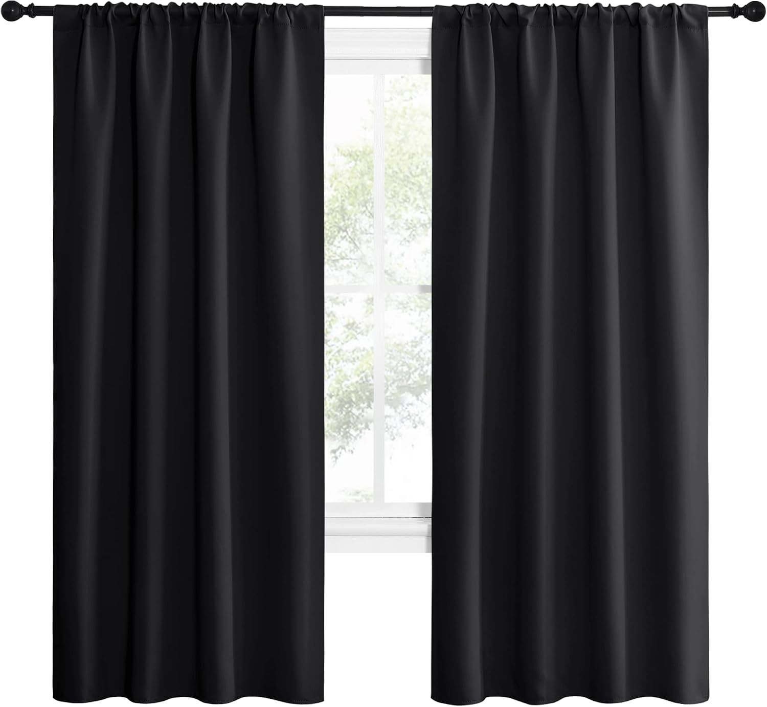 NICETOWN Living Room Blackout Shades - All Season Rod Pocket Thermal Insulated Solid Blackout Curtains/Drapes for Living Room (Set of 2…