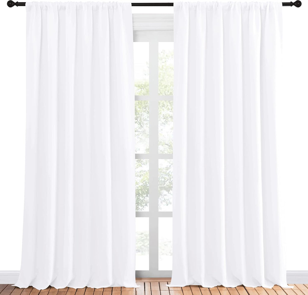NICETOWN White Bedroom Curtain Panels - Multi-Function Noise Reducing Performance Window Treatment Thermal Insulated Rod Pocket Room…