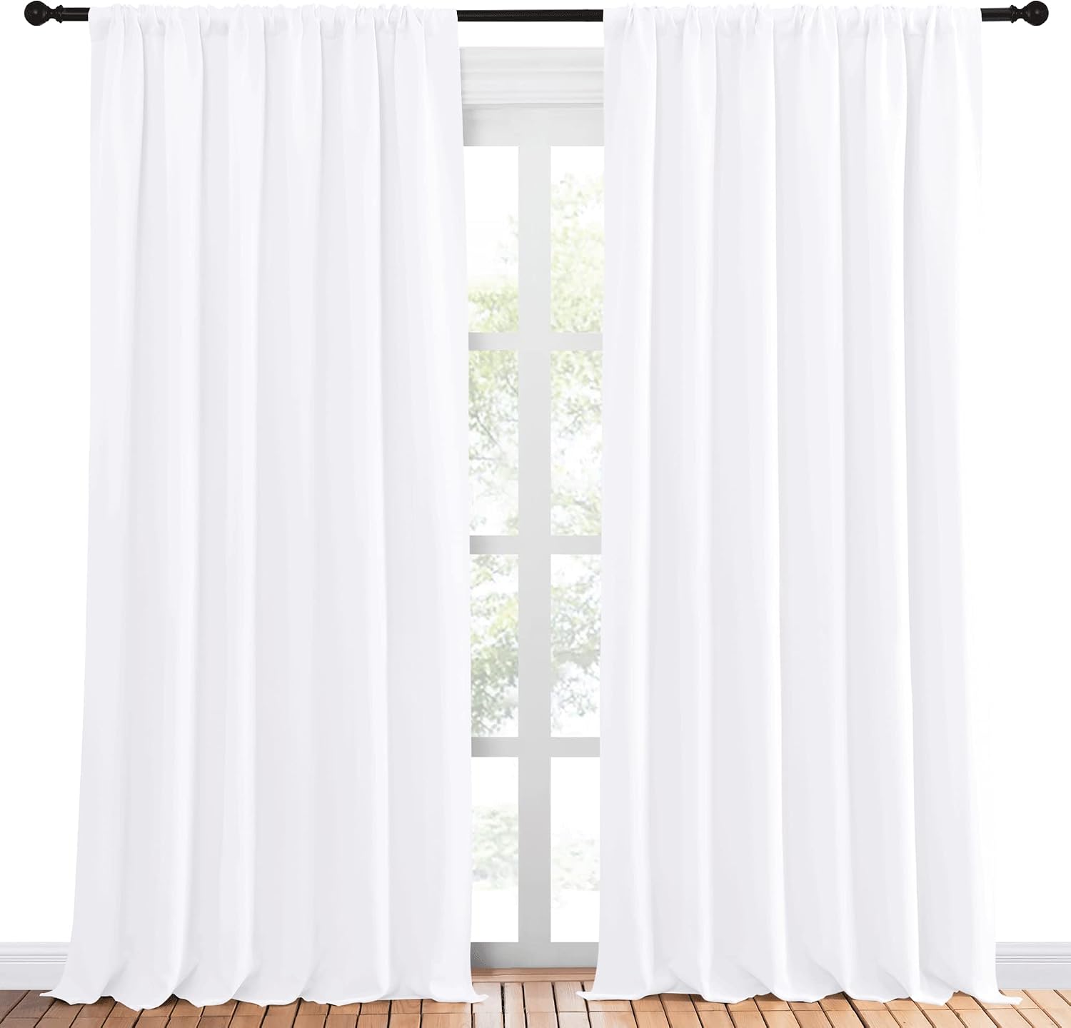 NICETOWN White Bedroom Curtain Panels - Multi-Function Noise Reducing Performance Window Treatment Thermal Insulated Rod Pocket Room…