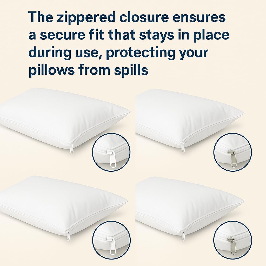 4 Pack Deluxe Zippered Vinyl Pillow Covers - Waterproof Protectors for Longer Lasting Pillows. Standard Size 20"x29". Ideal for Home…