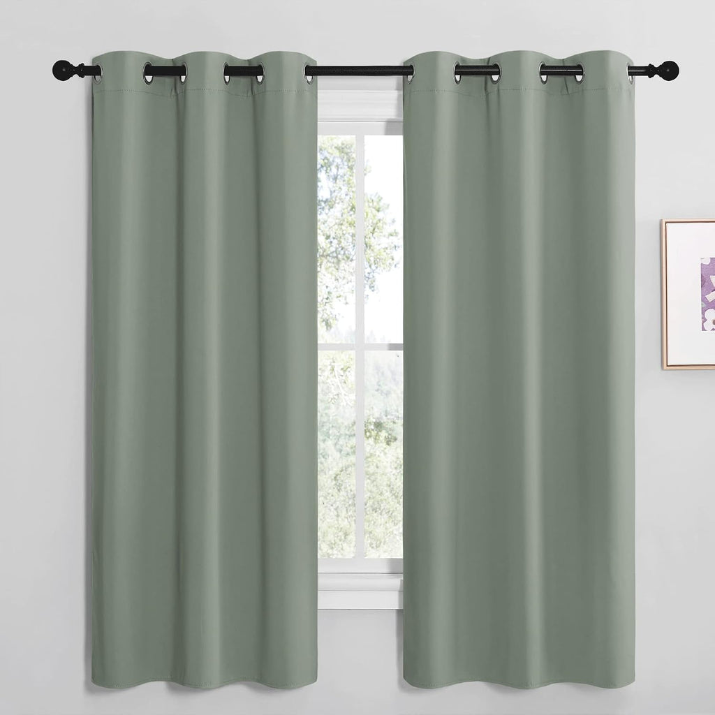 NICETOWN Greyish Green Room Darkening Curtains for Kitchen, Window Treatment Thermal Insulated Solid Grommet Room Darkening…
