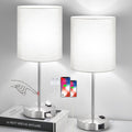Set of 2 Grey Touch Control Table Lamps with 2 USB Ports & AC Outlet, 3-Way Dimmable Bedside Nightstand Lamps, Desk Lamp for Bedroom…