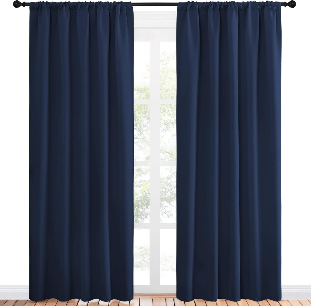 NICETOWN Navy Curtains Blackout Draperies - Modern Design Thermal Insulated Rod Pocket Blackout Drapes for Kid's Bedroom, Window Covering…