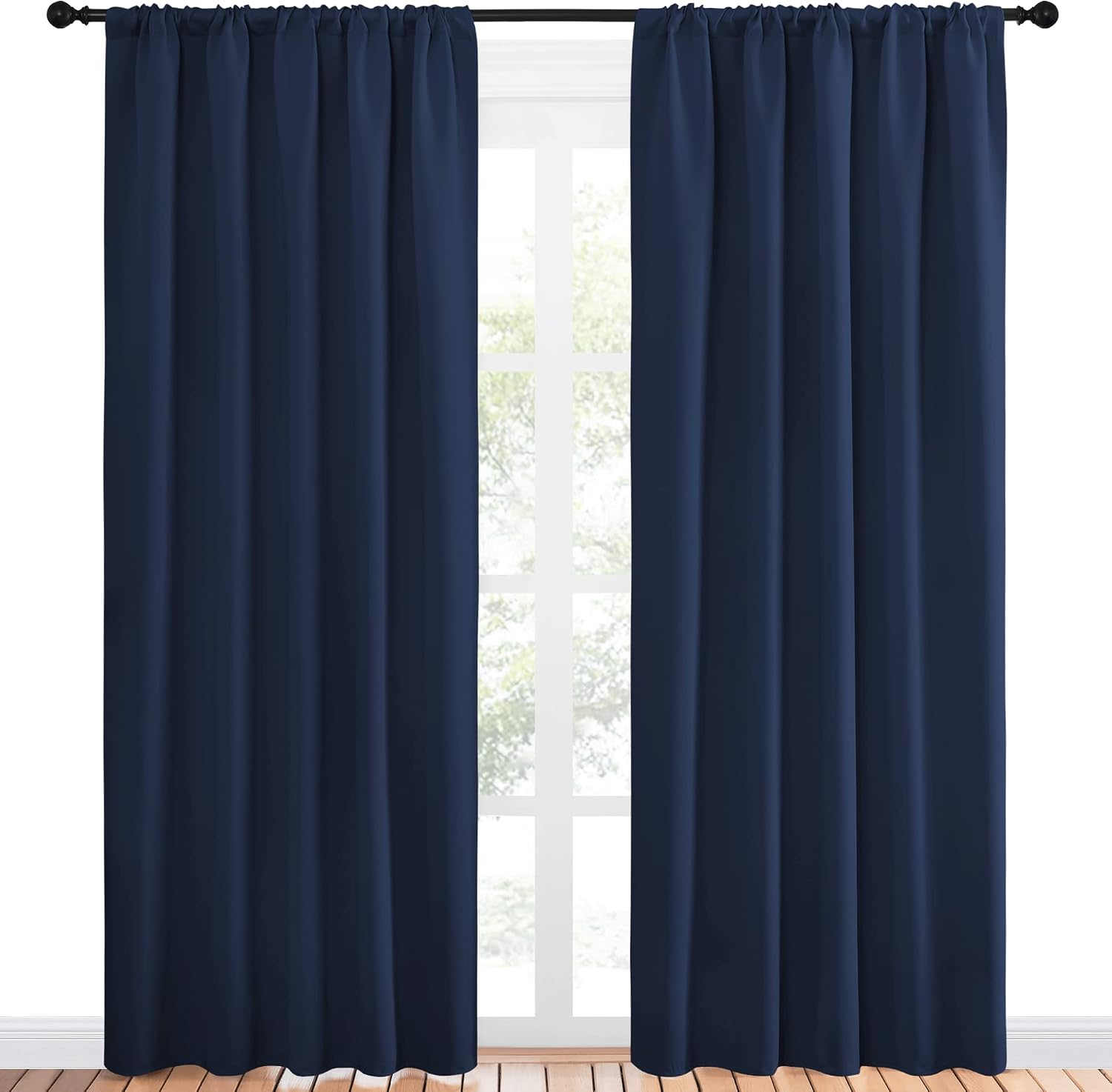 NICETOWN Navy Curtains Blackout Draperies - Modern Design Thermal Insulated Rod Pocket Blackout Drapes for Kid's Bedroom, Window Covering…
