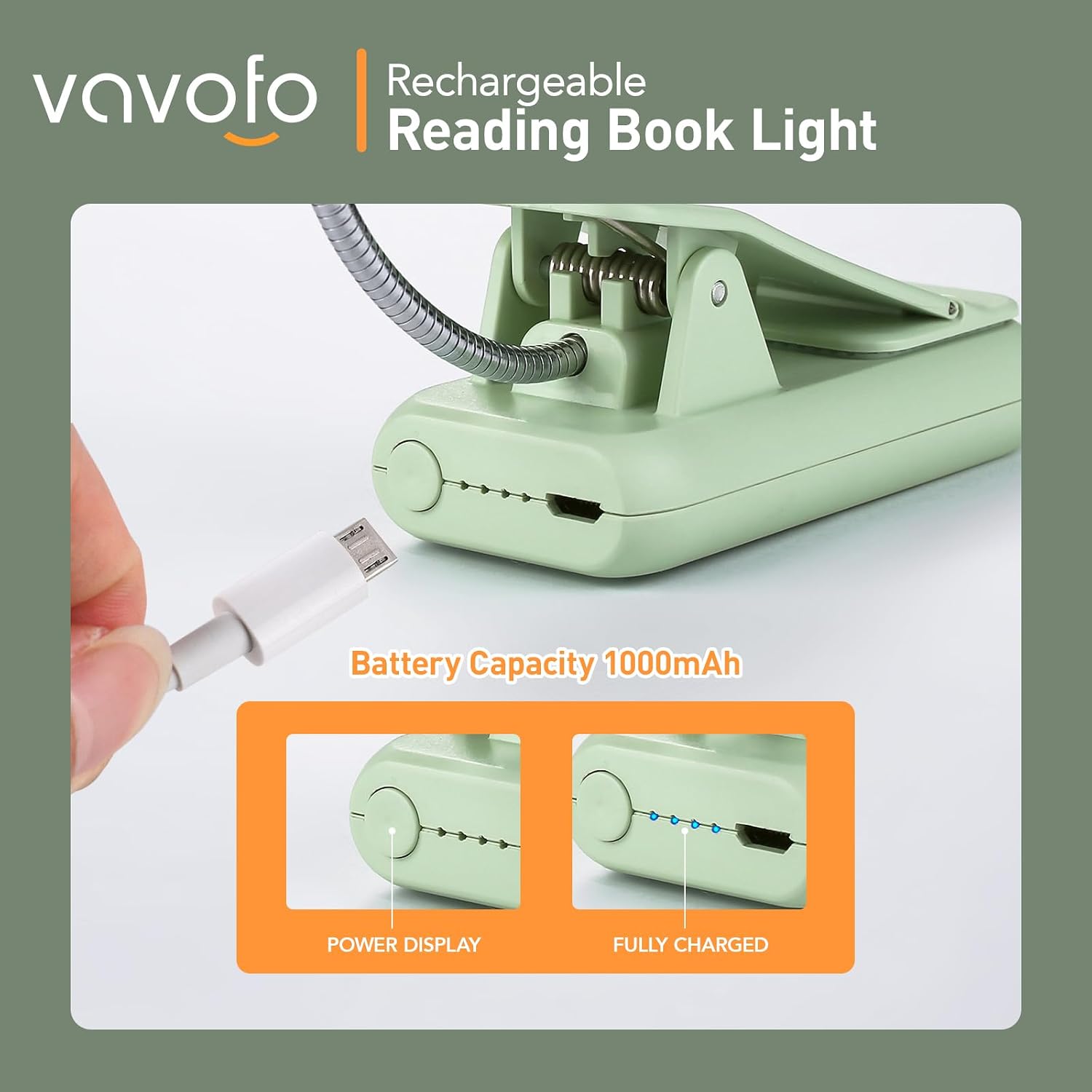 Vavofo Rechargeable Book Light for Reading in Bed Kids, 7 LED Reading Light with 9-Level Warm Cool White Daylight, Eye comfort Lamp with…