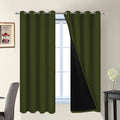 Yakamok Green 100% Blackout Curtains, Total Blackout Lined Curtain Panels for Bedroom, 2 Thick Layers Grommet Top Thermal Insulated Blackou…