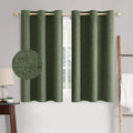 Miulee 100% Blackout Linen Textured Curtains for Bedroom Solid Thermal Insulated Olive Green Grommet Room Darkening Curtains & Drapes Luxur…