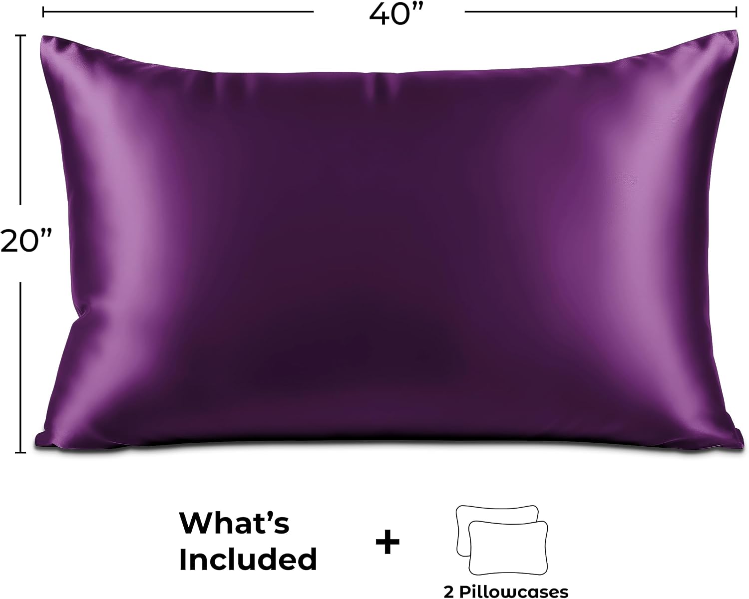PureBedding Pure Bedding Satin Pillowcase 2 Pack - King Size (20"x40", Purple) - Silky Pillow Cases for Hair and Skin - Satin Pillow Covers…