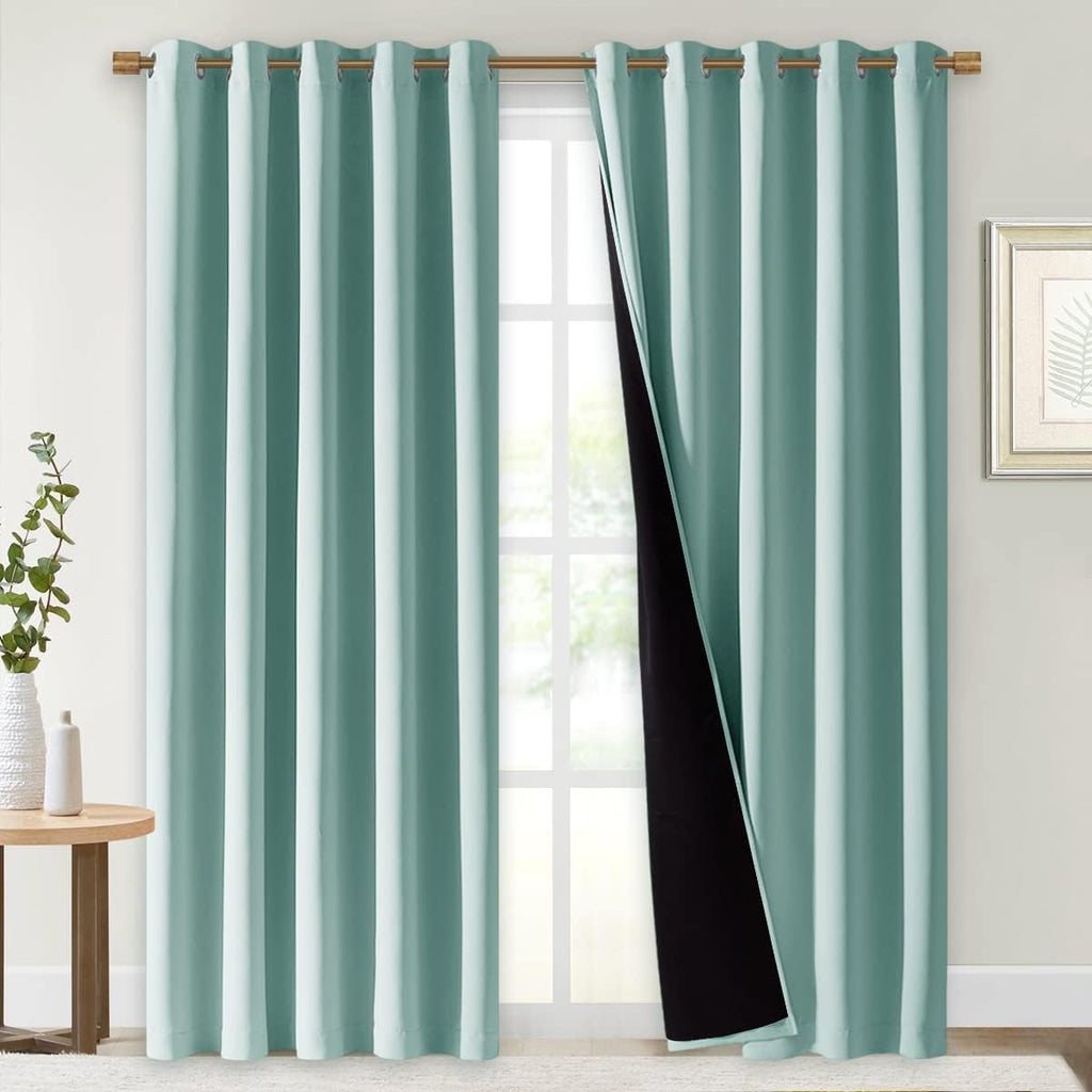 Nicetown 100% Blackout Window Curtain Panels, Cold and Full Light Blocking Drapes with Black Liner for Nursery, 84" Drop Thermal Insulated…