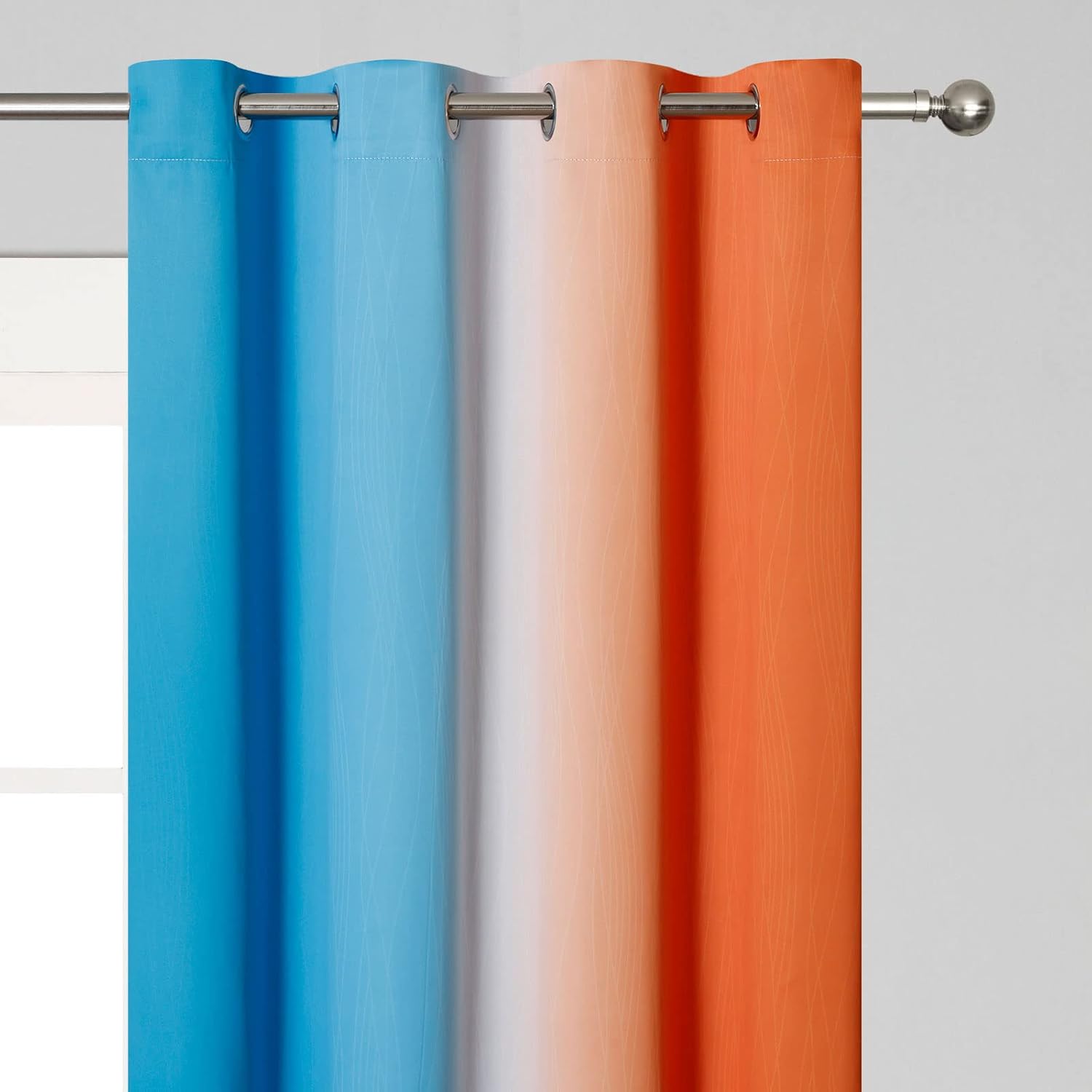 Estelartextiler Estelar Textiler Ombre Orange and Blue Curtains 63 Inch Length 2 Panels, Total Blackout Curtains for Bedroom, Grommet Therm…