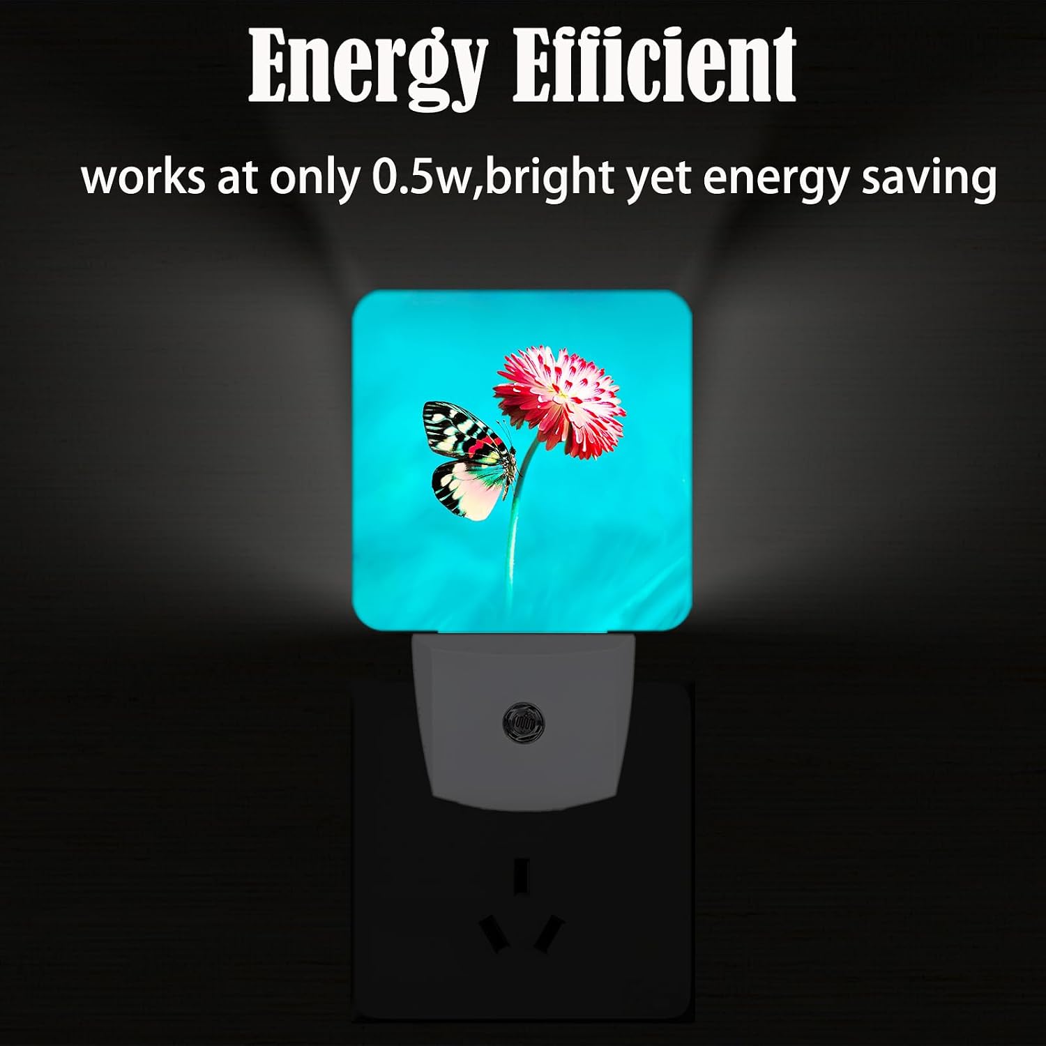 Butterfly Pink Flower Night Light, Plug-in Night Lights with Dusk-to-Dawn Sensor for Stairway, Hallway, Bedroom Sleep Friendly Ideal for…