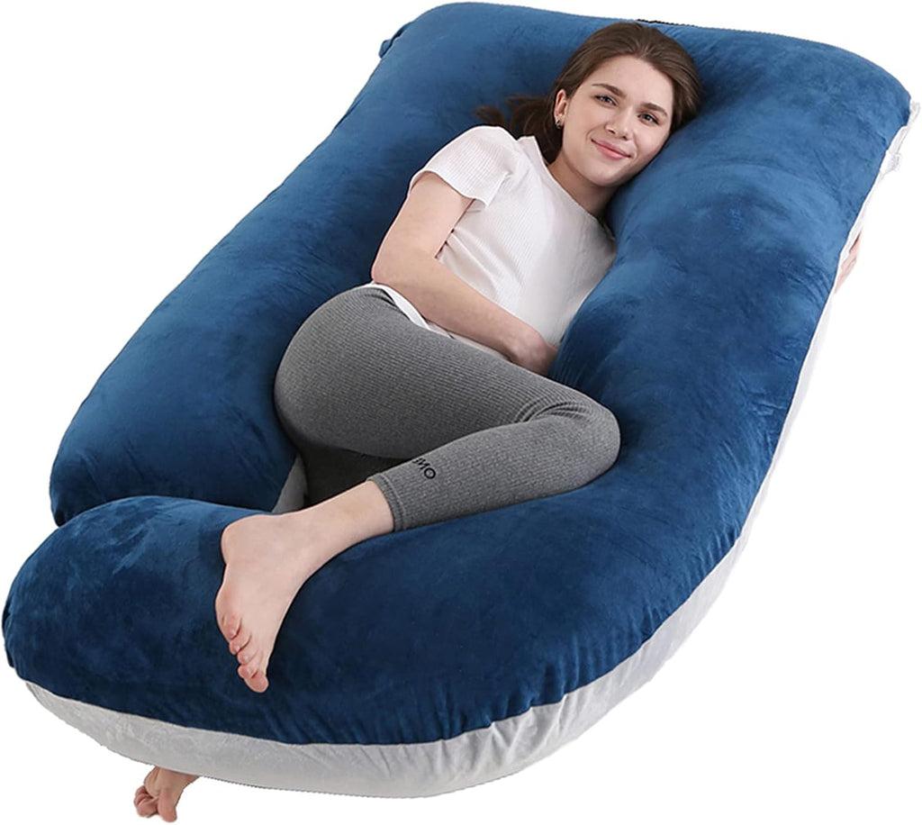 Jcickt Pregnancy Pillow for Sleeping,59 inch J/U-Shaped Maternity Pillow with Removable Washable Cover, Side-Sleeping Pregnant Body Pillow-…