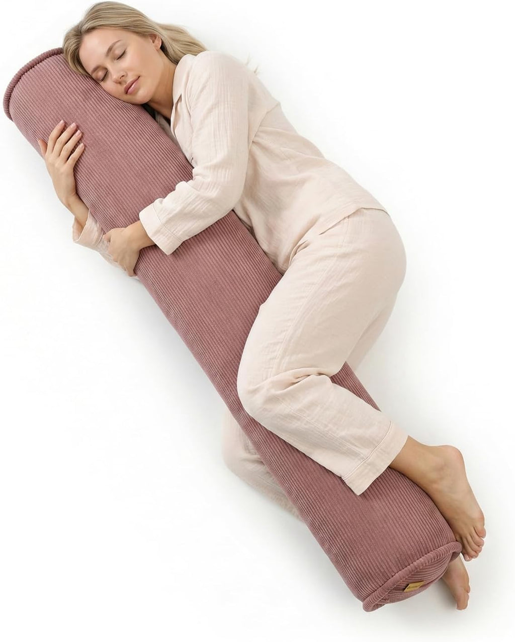 Long Round Body Pillow for Adults – Corduroy Cervical Roll Bolster Pillow, Firm Support for Spine Alignment & Side Sleeping,59 x 7.87…