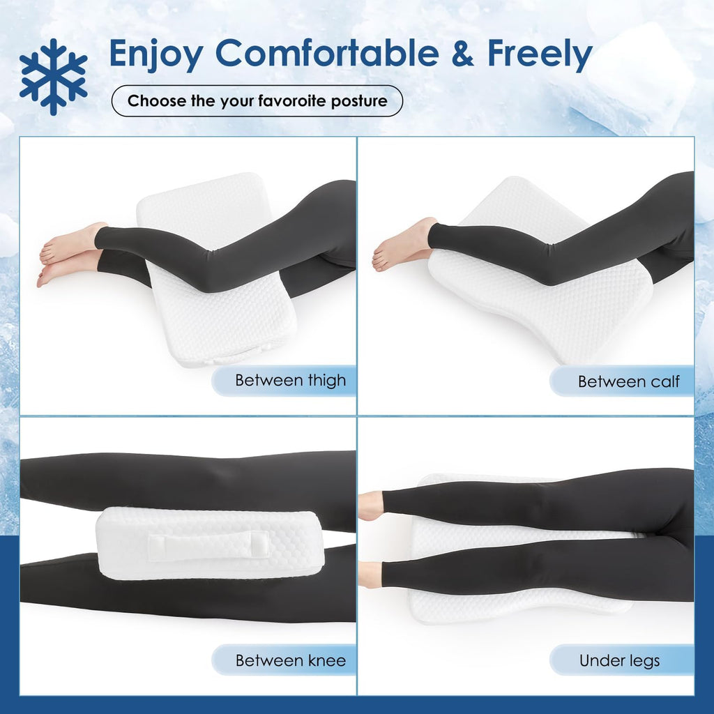 Livemy Leg Pillow for Side Sleepers, Memory Foam Knee Pillow for Side Sleeping, Leg Elevation Pillow for Hip/Back/Sciatica Helps Spi…